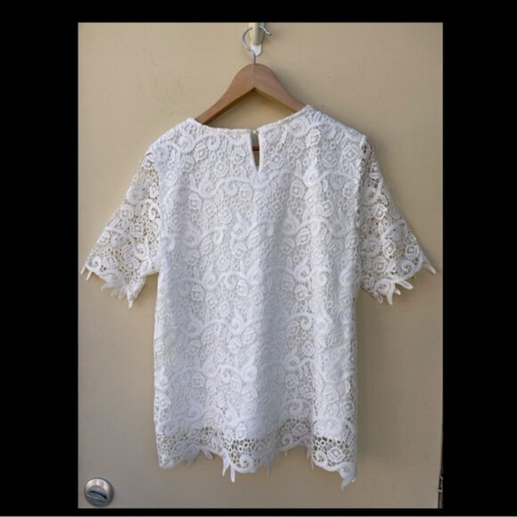 Philosophy White Lace Short Sleeve Top NWT Size M - Picture 7 of 7